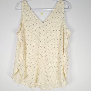 Old Navy womens cream and black polka dot v-neck sleeveless